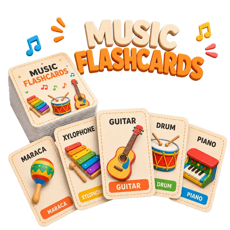 Illustrated music flashcards