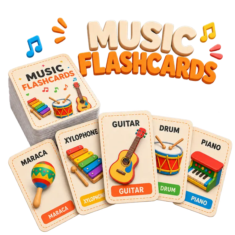Printable music flashcards set